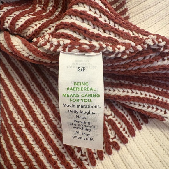 Aerie Red and White Striped Knit Sweater - Picture 2 of 3